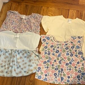 Uniqlo Baby Light Blue Top with Purple and Orange Floral Lining